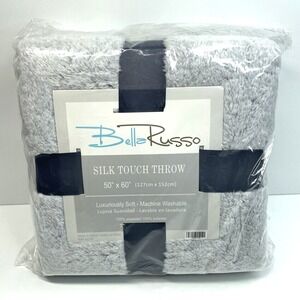 Brand New Bella Russo Silk Touch Throw / Blanket Gray 50" x 60" (127cm x 152cm)